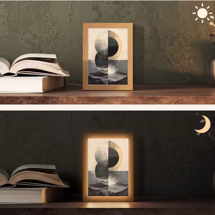 Cirkels - Schaduw - Abstract Light Box met kabel (Tafellamp) klein -sfeer3