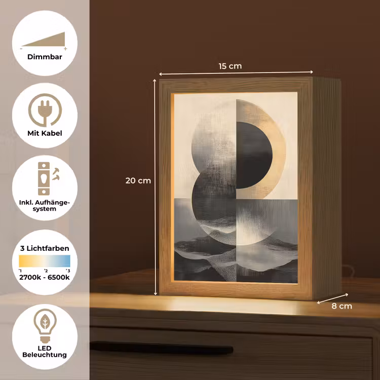 Cirkels - Schaduw - Abstract Light Box met kabel (Tafellamp) klein -USP_DE