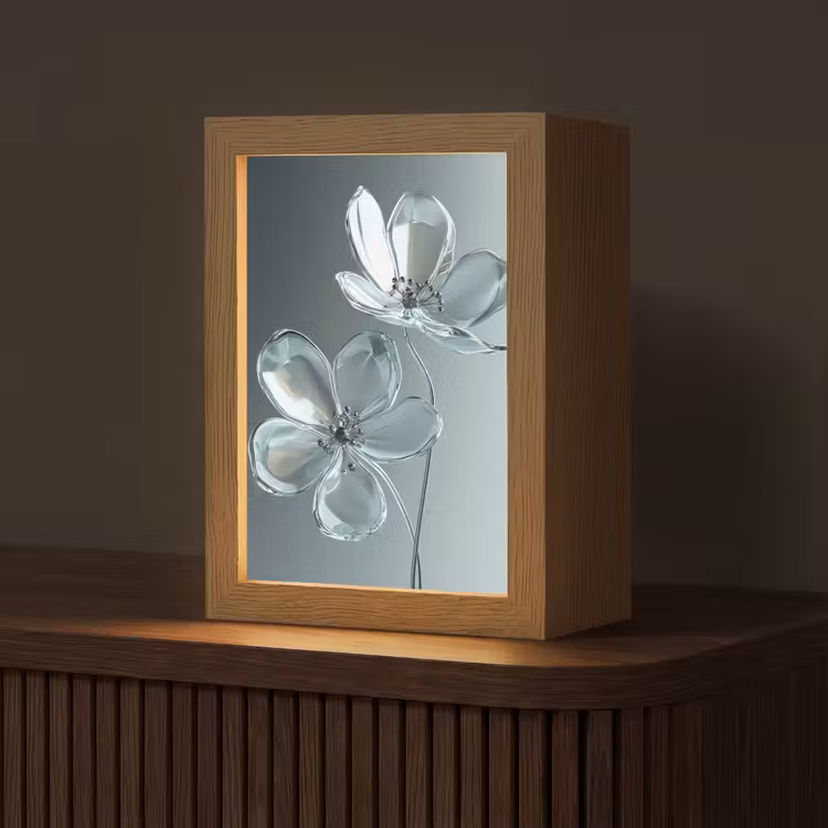 Kristal - Bloemen - Grijs Light Box met kabel (Tafellamp) klein -z3d_website