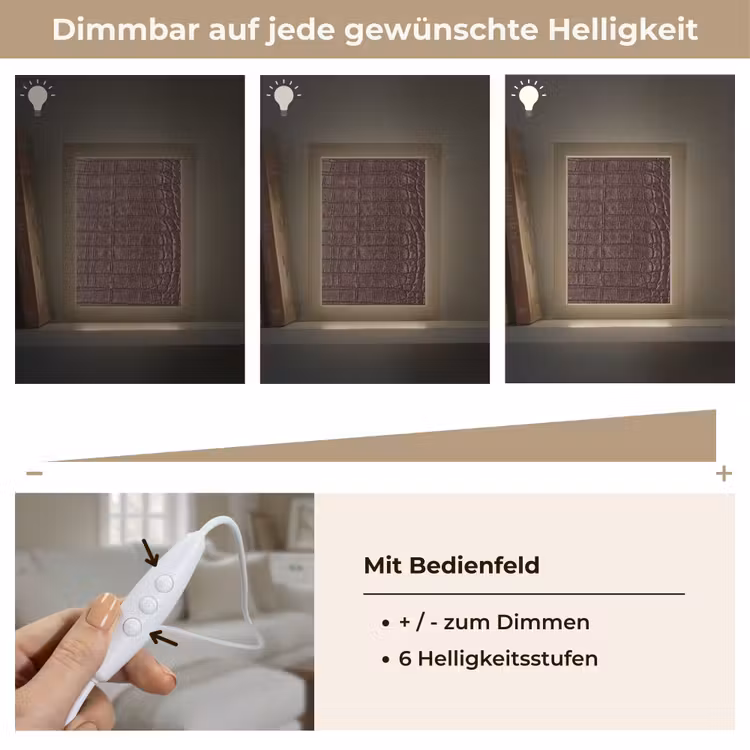 Krokodil - Leer - Bruin Light Box met kabel (Tafellamp) klein -USP_dimbaarDE