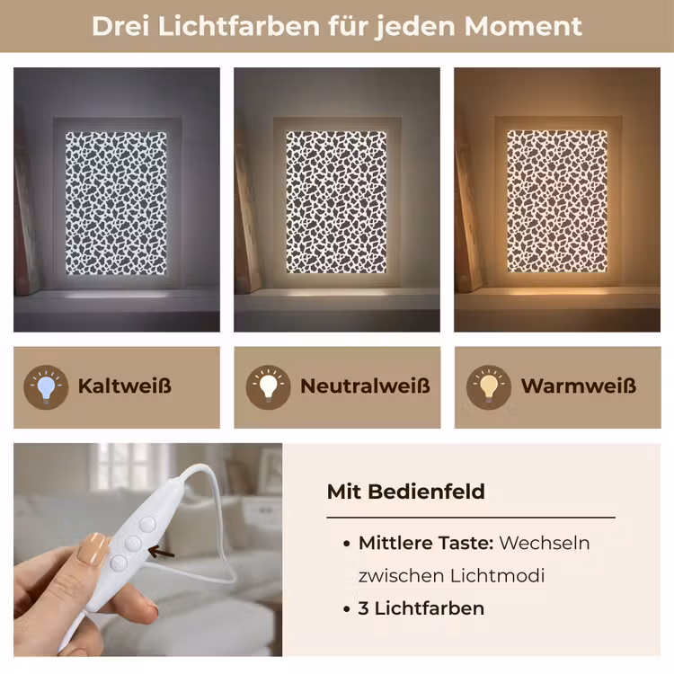 Koe - Vlekken - Patroon - Zwart Light Box met kabel (Tafellamp) klein 925 -USP_lichtkleurDE