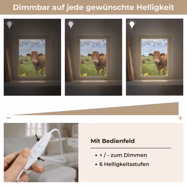 Koe - Weide - Bloemen Light Box met kabel (Tafellamp) klein -USP_dimbaarDE