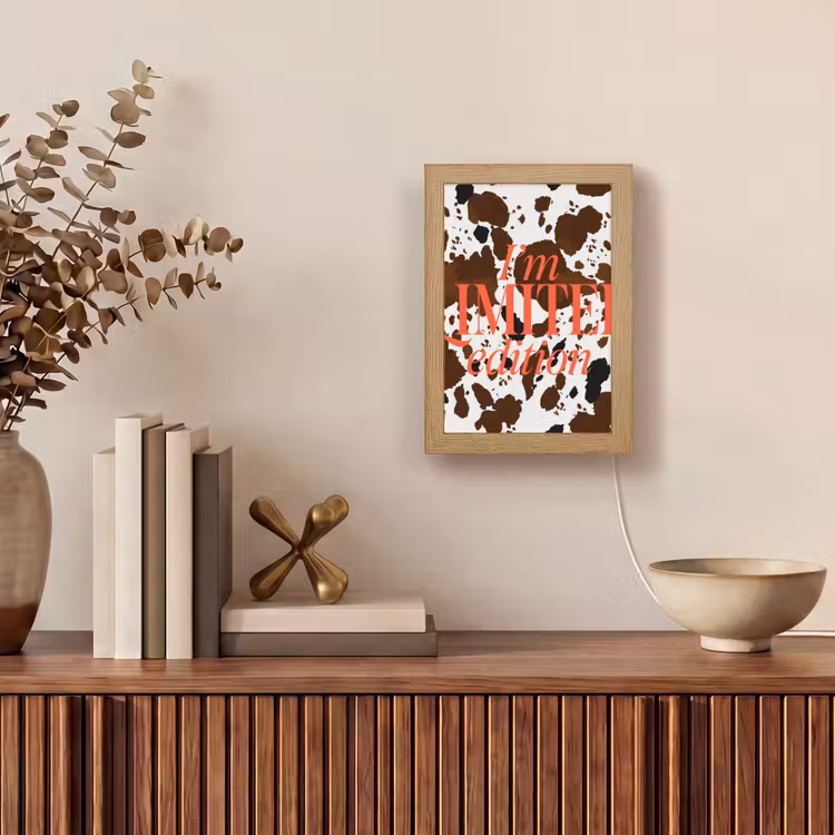 Koeienprint - Limited edition - Rood Light Box met kabel (Tafellamp) klein -sfeer2