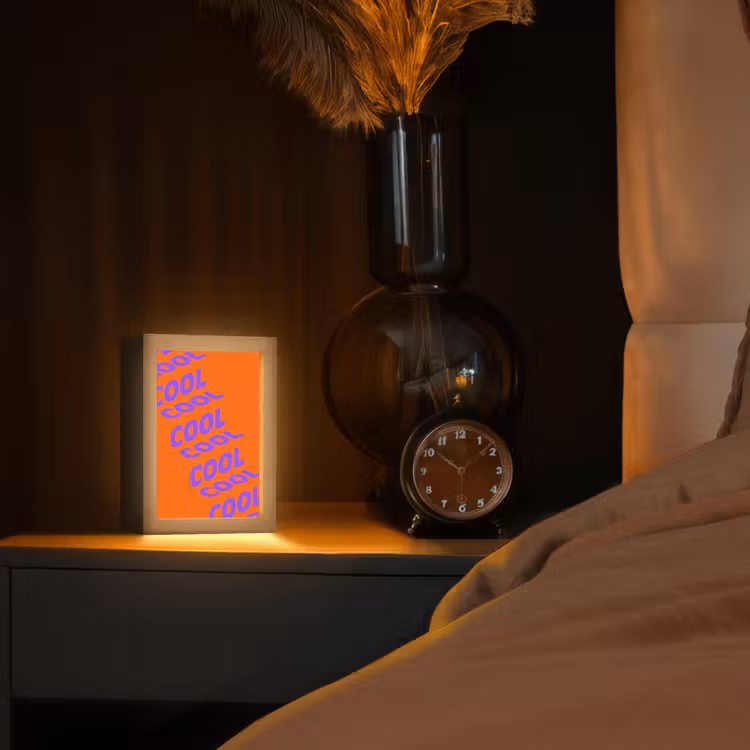 Cool - Paars - Oranje Light Box met kabel (Tafellamp) klein -sfeer1