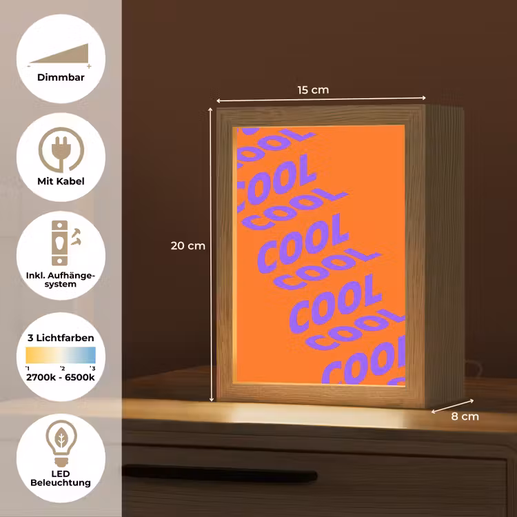 Cool - Paars - Oranje Light Box met kabel (Tafellamp) klein -USP_DE