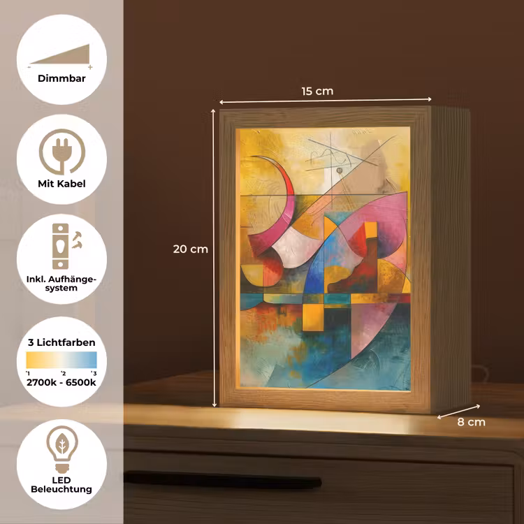 Kunst - Abstract - Aesthetic - Kleurrijk - Art Light Box met kabel (Tafellamp) klein -USP_DE
