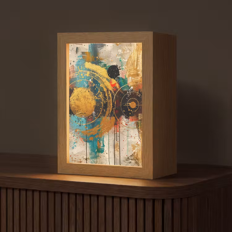 Kunst - Abstract - Aesthetic - Goud Light Box met kabel (Tafellamp) klein -z3d_website