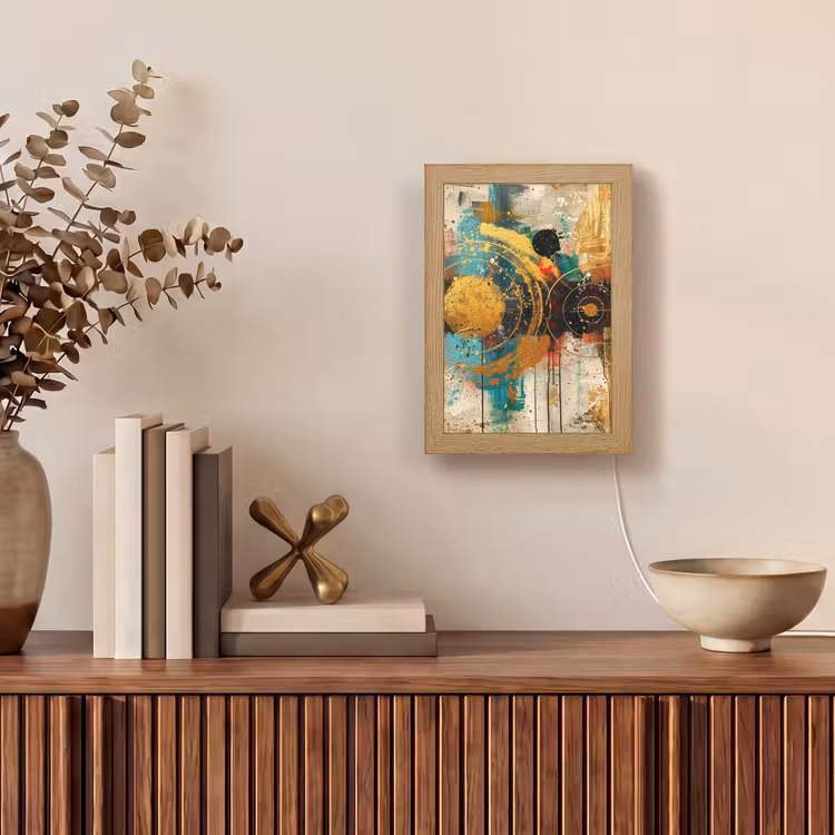 Kunst - Abstract - Aesthetic - Goud Light Box met kabel (Tafellamp) klein -sfeer2