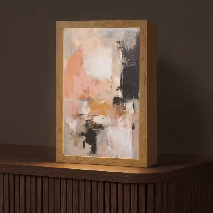 Kunst - Abstract - Beige - Verf Light Box met kabel (Tafellamp) klein -z3d_website