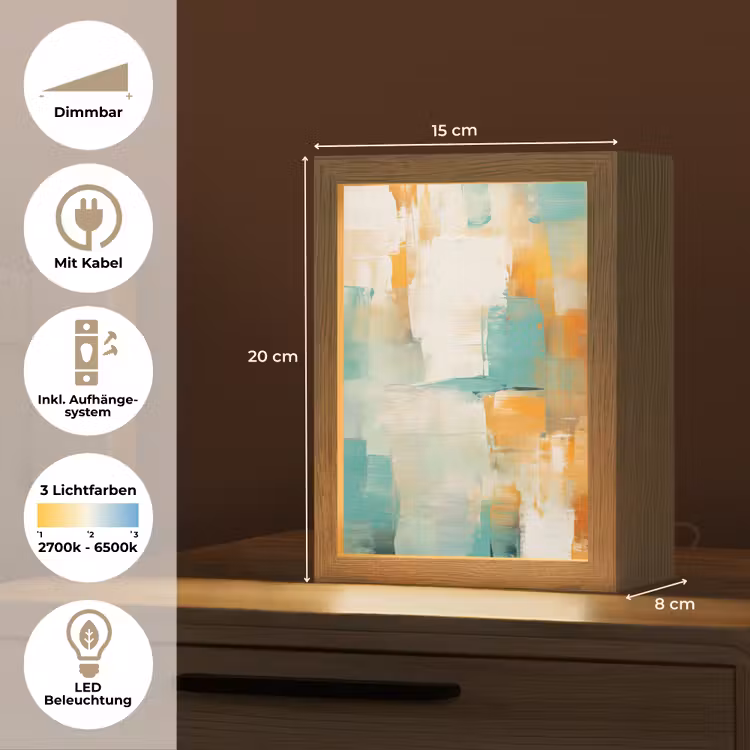 Kunst - Abstract - Blauw - Wit Light Box met kabel (Tafellamp) klein -USP_DE