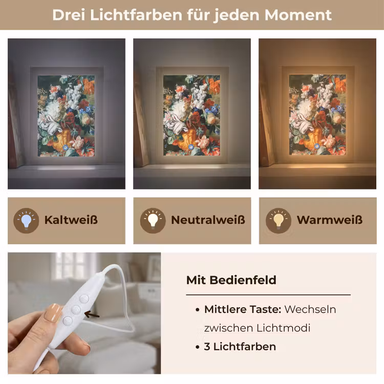 Kunst - Oude meesters - Boeket bloemen in een urn Light Box met kabel (Tafellamp) klein -USP_lichtkleurDE