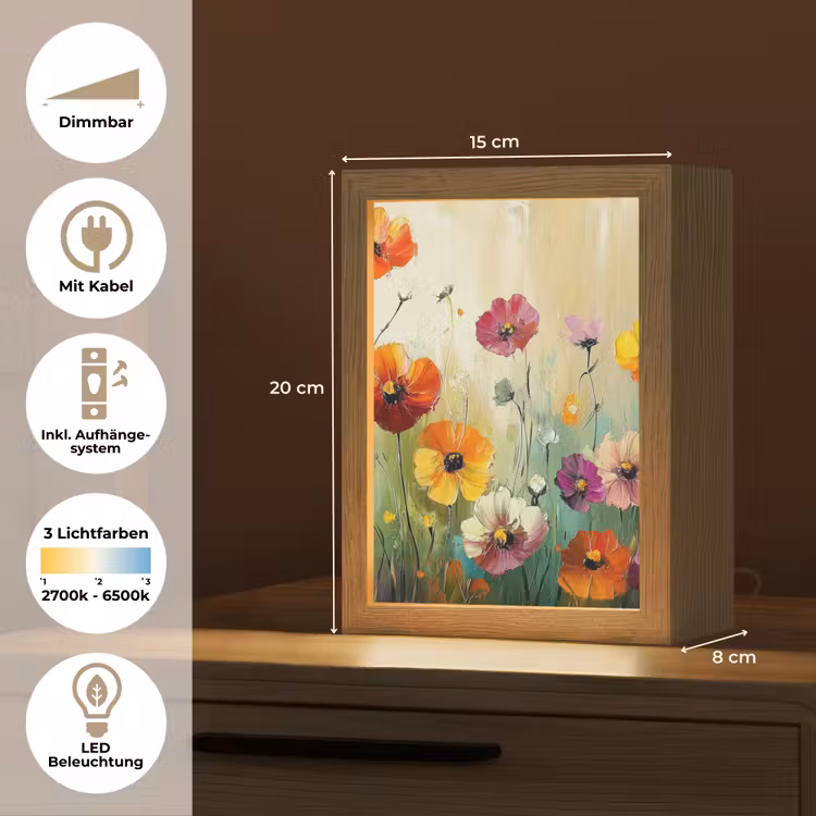 Kunst - Bloemen - Lente - Natuur Light Box met kabel (Tafellamp) klein -USP_DE