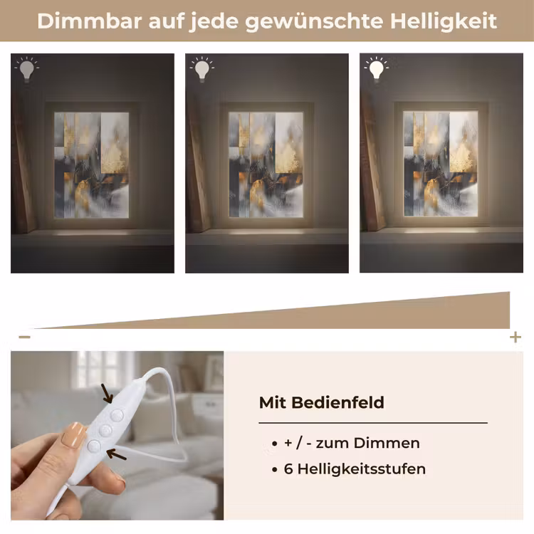Kunst - Goud - Zilver - Abstract Light Box met kabel (Tafellamp) klein -USP_dimbaarDE