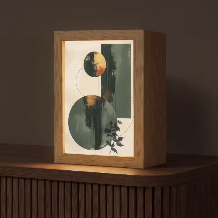 Kunst - Cirkels - Modern - Abstract Light Box met kabel (Tafellamp) klein -z3d_website