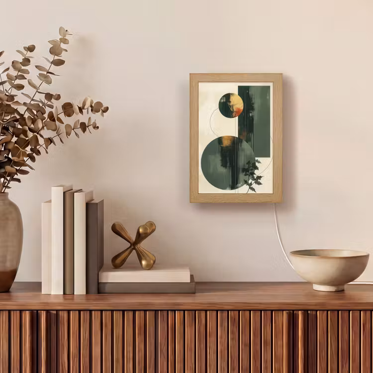 Kunst - Cirkels - Modern - Abstract Light Box met kabel (Tafellamp) klein -sfeer2