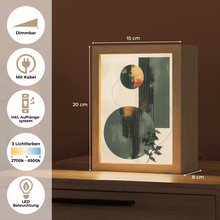 Kunst - Cirkels - Modern - Abstract Light Box met kabel (Tafellamp) klein -USP_DE