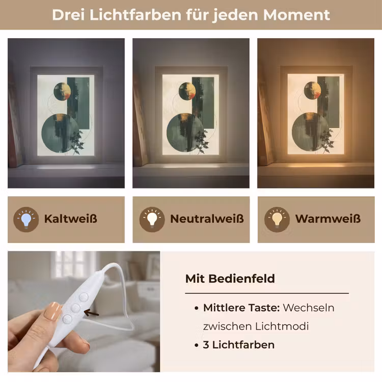 Kunst - Cirkels - Modern - Abstract Light Box met kabel (Tafellamp) klein -USP_lichtkleurDE