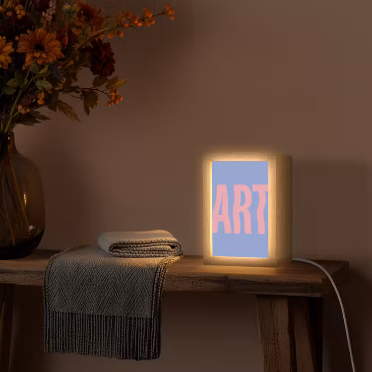 Art - Roze - Blauw Light Box met kabel (Tafellamp) klein -sfeer4