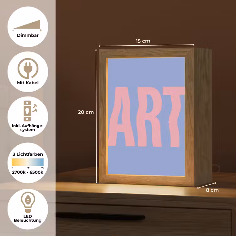 Art - Roze - Blauw Light Box met kabel (Tafellamp) klein -USP_DE