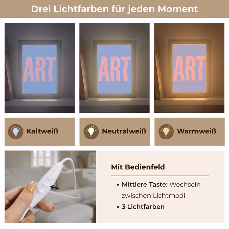 Art - Roze - Blauw Light Box met kabel (Tafellamp) klein -USP_lichtkleurDE
