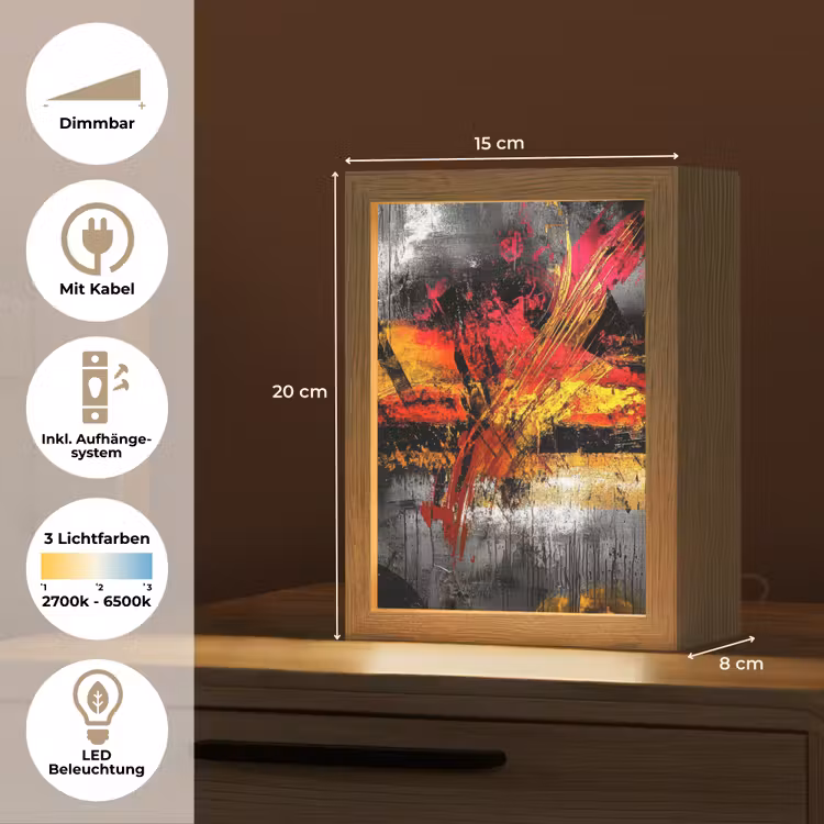 Kunst - Zwart - Abstract Light Box met kabel (Tafellamp) klein -USP_DE