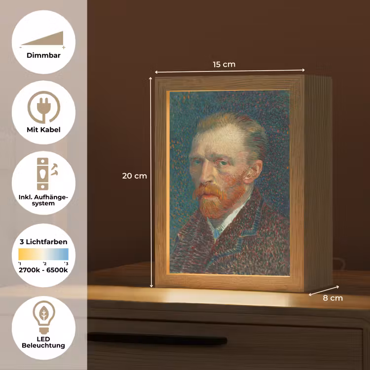 Kunst - Van Gogh - Oude meesters - Zelfportret Light Box met kabel (Tafellamp) klein -USP_DE