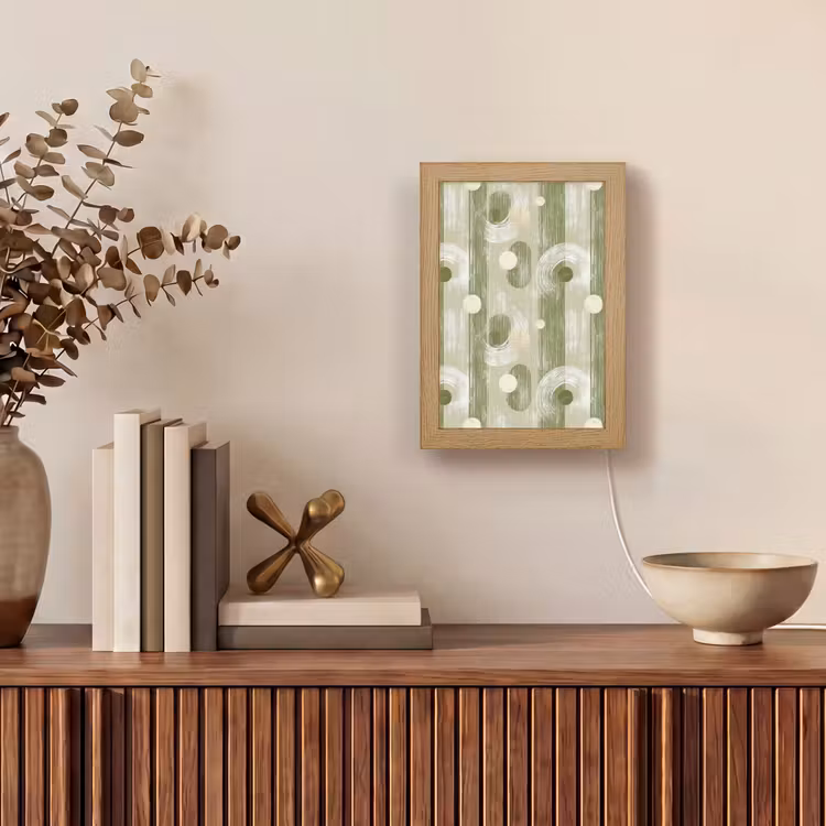 Artistiek - Modern - Groen Light Box met kabel (Tafellamp) klein 925 -sfeer2