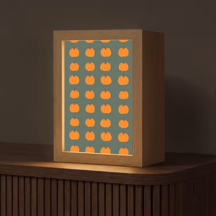 Pompoen - Patroon - Oranje Light Box met kabel (Tafellamp) klein 925 -z3d_website