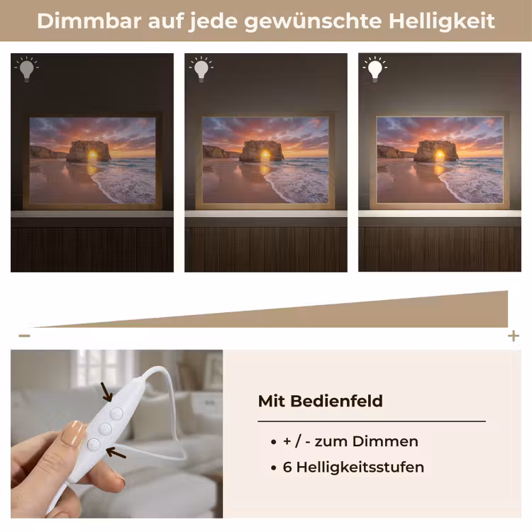 Kust - Rots - Zonsondergang - Zee - Natuur Light Box met kabel (Tafellamp) klein -USP_dimbaarDE