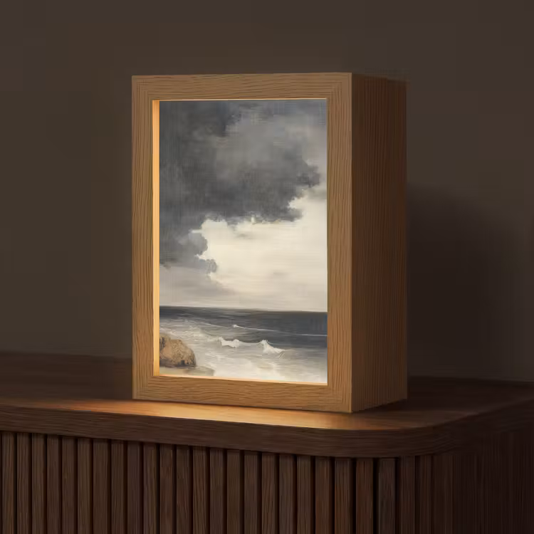 Kust - Golven - Rots - Storm Light Box met kabel (Tafellamp) klein -z3d_website