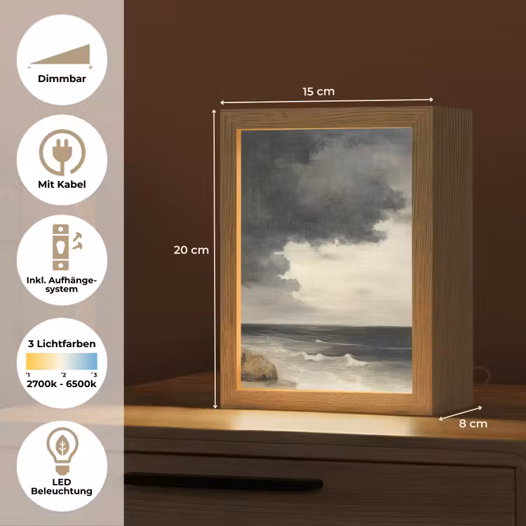 Kust - Golven - Rots - Storm Light Box met kabel (Tafellamp) klein -USP_DE