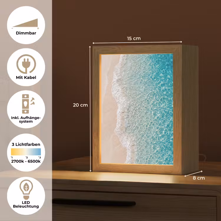 Kust - Zand - Blauw Light Box met kabel (Tafellamp) klein -USP_DE