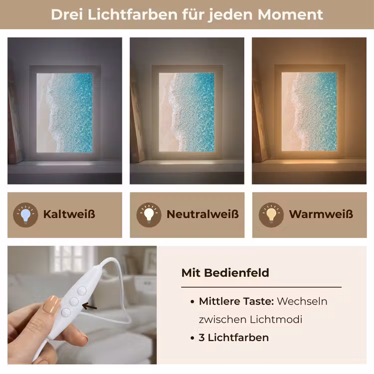 Kust - Zand - Blauw Light Box met kabel (Tafellamp) klein -USP_lichtkleurDE