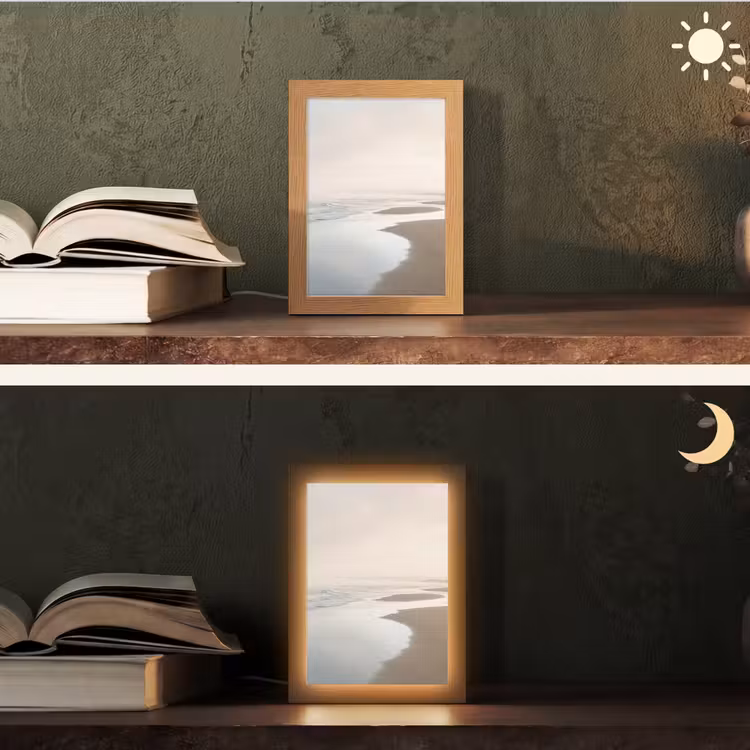 Kustlijn - Strand - Oceaan Light Box met kabel (Tafellamp) klein -sfeer3