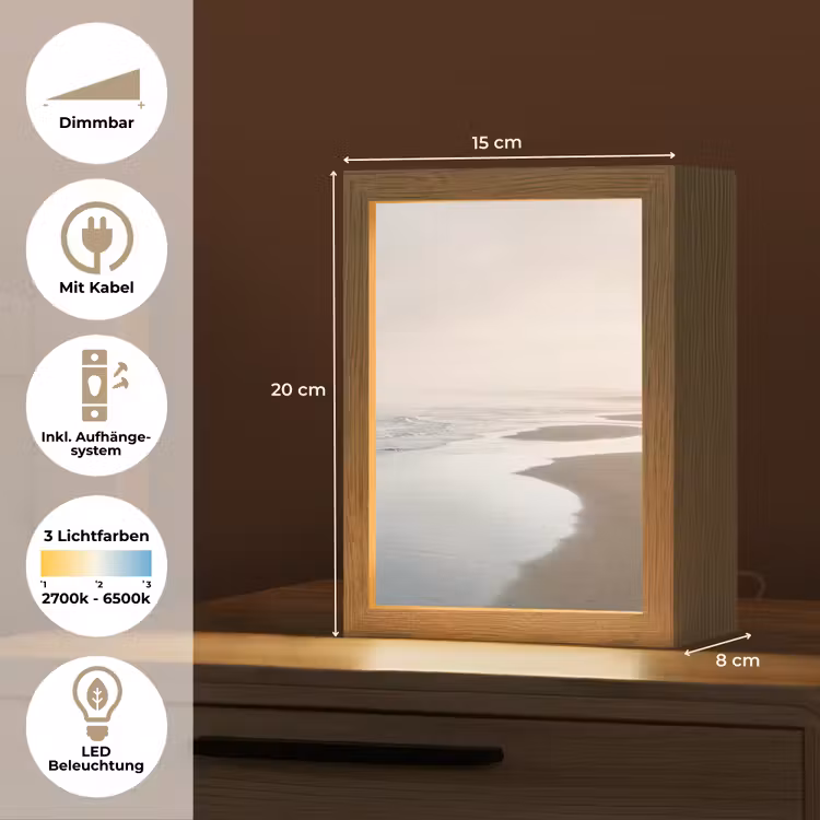 Kustlijn - Strand - Oceaan Light Box met kabel (Tafellamp) klein -USP_DE