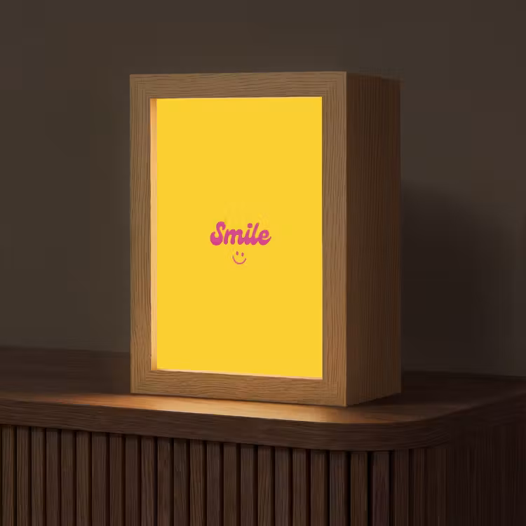 Smile - Geel - Roze Light Box met kabel (Tafellamp) klein -z3d_website