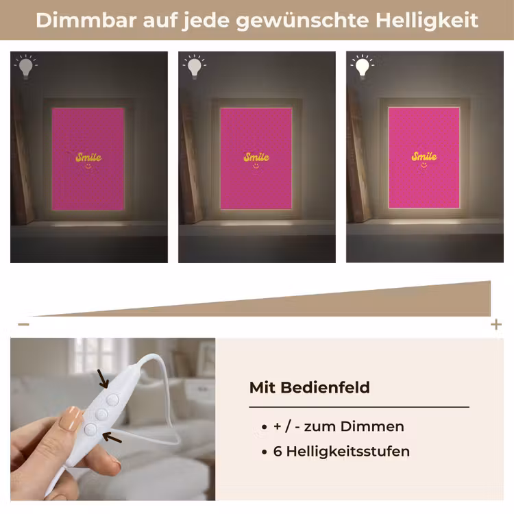 Smile - Stippen - Roze Light Box met kabel (Tafellamp) klein -USP_dimbaarDE