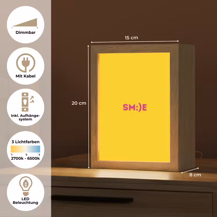 Smile - Roze - Geel Light Box met kabel (Tafellamp) klein -USP_DE