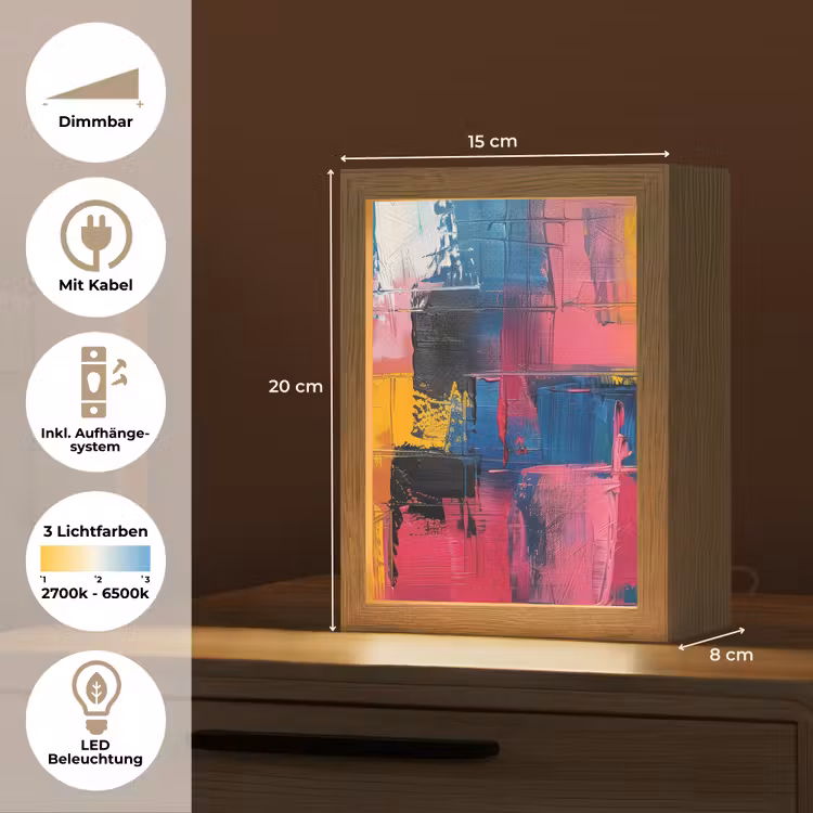 Verflook - Kunst - Modern - Abstract Light Box met kabel (Tafellamp) klein -USP_DE