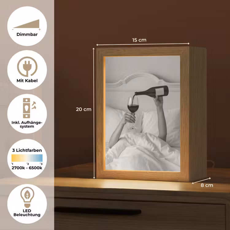 Lakens - Armen - Wijn - Glas Light Box met kabel (Tafellamp) klein -USP_DE