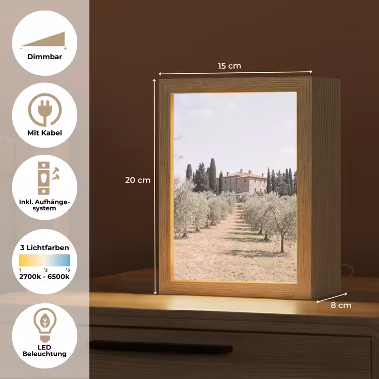 Tischlampe - Landhaus – Olivenbaum – Obstgarten - Landhuis - olijfboom - gaard Light Box met kabel (Tafellamp) klein