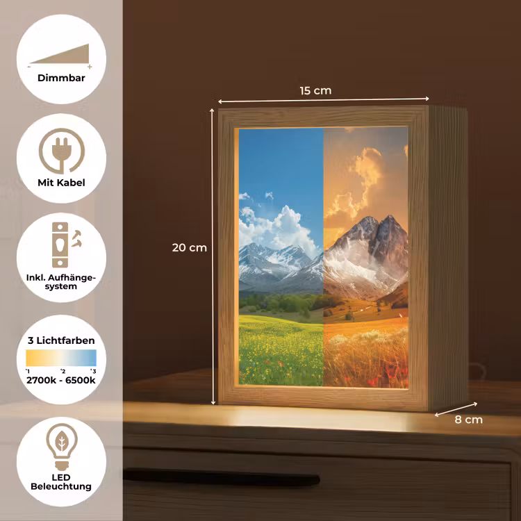 Landschap - 4 seizoenen - Natuur - Winter - Lente - Zomer - Herfst Light Box met kabel (Tafellamp) klein -USP_DE