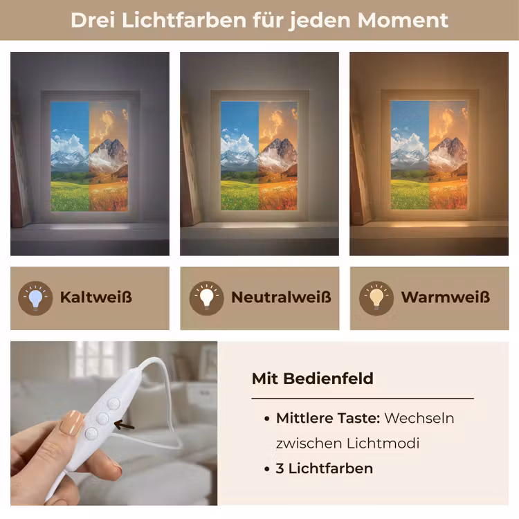 Landschap - 4 seizoenen - Natuur - Winter - Lente - Zomer - Herfst Light Box met kabel (Tafellamp) klein -USP_lichtkleurDE