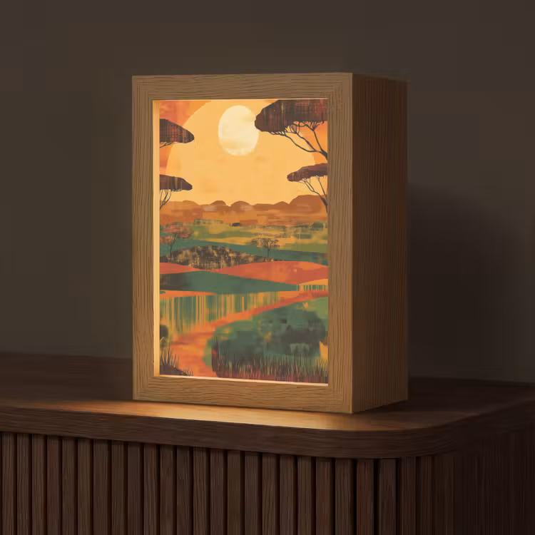 Landschap - Afrikaans - Zon Light Box met kabel (Tafellamp) klein -z3d_website