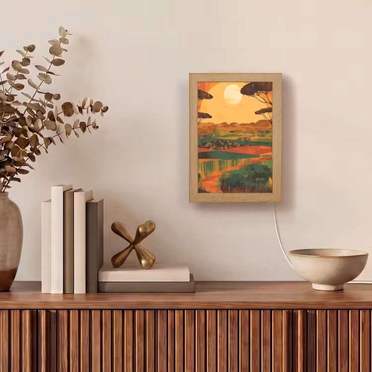 Landschap - Afrikaans - Zon Light Box met kabel (Tafellamp) klein -sfeer2