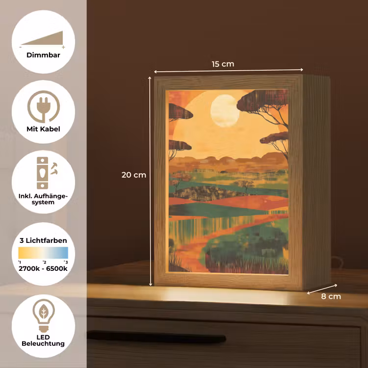 Landschap - Afrikaans - Zon Light Box met kabel (Tafellamp) klein -USP_DE
