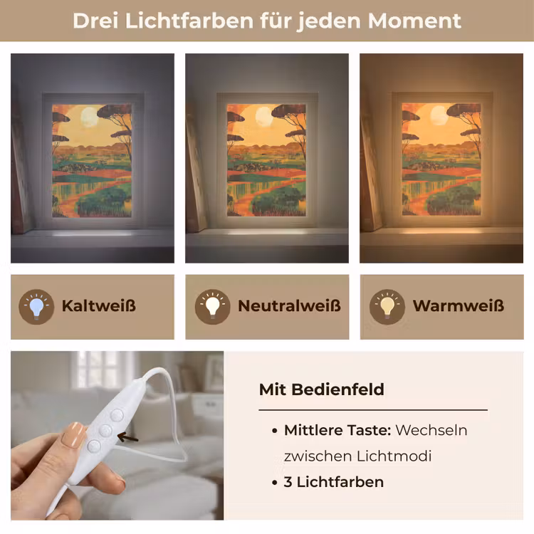 Landschap - Afrikaans - Zon Light Box met kabel (Tafellamp) klein -USP_lichtkleurDE