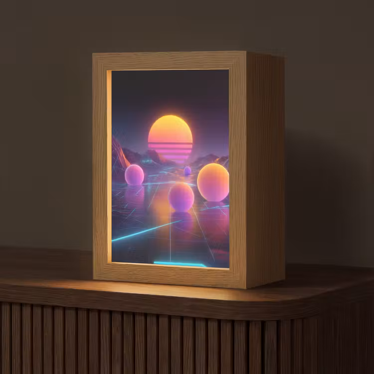 Landschap - Bergen - Bollen - Licht Light Box met kabel (Tafellamp) klein -z3d_website