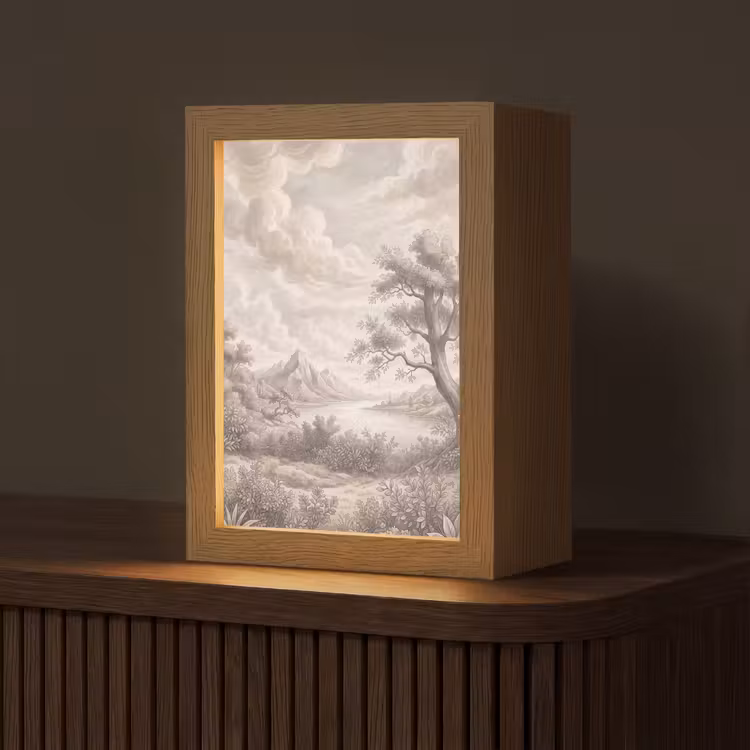 Landschap - Bergen - Meer - Natuur Light Box met kabel (Tafellamp) klein -z3d_website