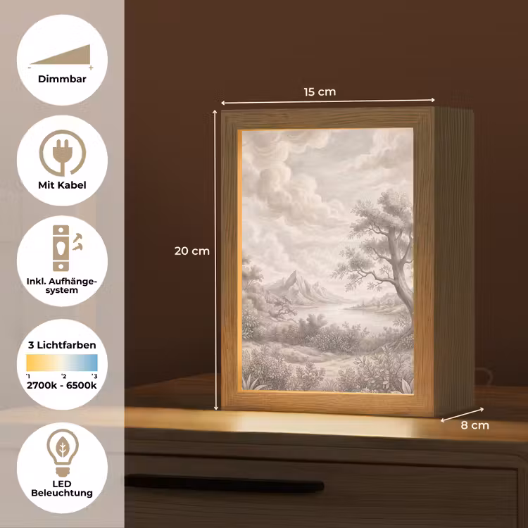 Landschap - Bergen - Meer - Natuur Light Box met kabel (Tafellamp) klein -USP_DE
